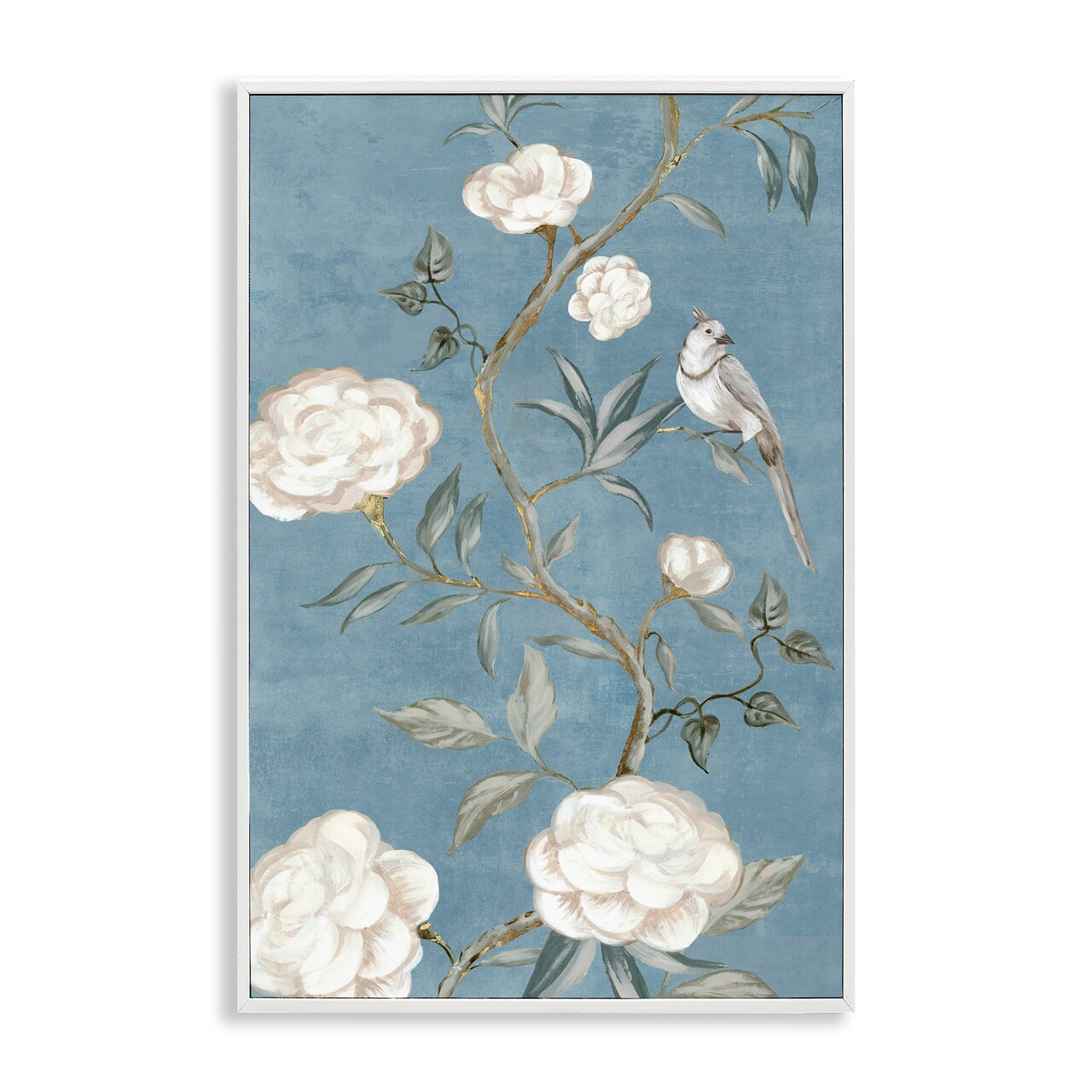 Stupell Industries Bird on Traditional Florals Framed Giclee Wall Art Design by Alex Black